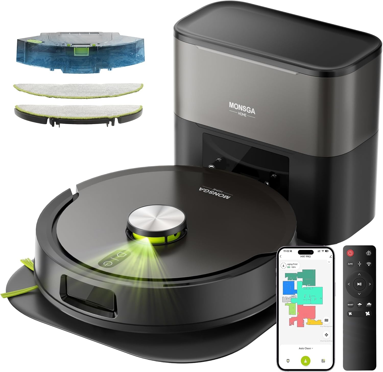 MONSGA Robot Vacuum and Mop, 90 Days Self-Emptying